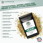 Elephantal Wellness Heart Herbal Tea – Herbal Loose Leaf Tea for Circulation & Cardiovascular Support with Hawthorn, Cinnamon, Ginger & Turmeric – Lightly Caffeinated Green Tea Blend, 2oz, 20 Servings
