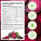 Beet Root Gummies Enriched with 200mg CoQ10 & Beet Root Extract for Blood Pressure, Heart Health Support, Energy Level Suport, Promoting Nitric Oxide, W/ Vitamin B12, C, Sugar-Free | 90 Chews