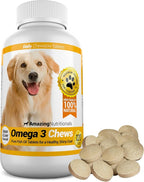 Amazing Omega 3 for Dogs - Fish Oil Supplement 120 Bacon Chews - Dog Vitamins for Itchy Skin Relief, Dry Skin, Shedding & Coat - Omega Fatty Acids EPA DHA - Made in USA