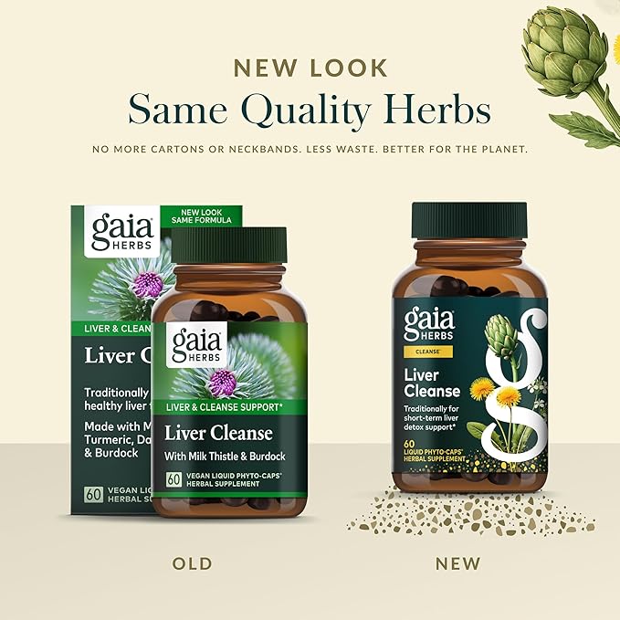 Gaia Herbs Liver Cleanse - Liver Health Support Herbal Supplement with Milk Thistle, Burdock, Turmeric, Dandelion & More* - 60 Vegan Liquid Phyto-Caps (30 Servings)