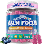 Focus Gummies for Kids & Adults, w/Magnesium Glycinate, Omega-3 DHA, Lion's Mane, L-Theanine, Methyl B12 & Vitamin D3, Brain Supplement Support Calm, Sleep, Attention, Concentration and Memory, 60Cts