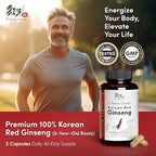 Korean Red Ginseng (6-Year Root) (Enhanced Ginsenoside) 120 Vegan Capsules