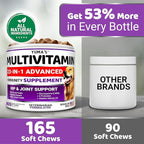 Dog Multivitamin Chewable with Glucosamine - Dog Vitamins and Supplements - 165 Treats - Senior & Puppy Multivitamin for Dogs - Hip & Joint Support - Immune Health, Skin, Heart, Digestion, Probiotics