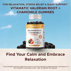 Vitamatic Valerian Root & Chamomile Gummies – Plant-Based Botanical Extract – Mixed Berry Flavor – Vegan, Non-GMO, Gluten-Free – Herbal Supplement – 60 Count