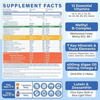 Methylated Multivitamin Gummies for Teens & Kids with Methylfolate, Methyl B12 & Omega3, Teen Vitamins for Boys & Girls 10-19 with Multi-Minerals for Teenager Focus, Energy, Growth, Skin, Eyes, Immune