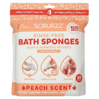 Scrubzz Disposable No Rinse Bathing Wipes for Senstive Skin - 25 Pack - All-in-1 Single Use Shower Wipes, Simply Dampen, Lather, and Dry Without Shampoo or Rinsing (Peach, 1-Pack)