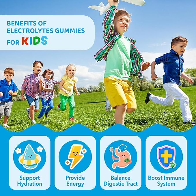 Electrolyte Gummies for Hydration, Hydration Gummies for Kids & Seniors Adults, with Potassium, Magnesium, Calcium, Sodium, Chloride for Runners and Endurance Sports, Orange Flavor, Vegan, 60 Chews