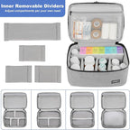 LEFOR·Z Medicine Storage Bag,Double Layers Pill Bottle Organizer Bag Empty with Lockable Zipper&Adjustable Divider,Medication Travel Carrying Bag for Pills,Vitamins,Medical Supplies,Grey