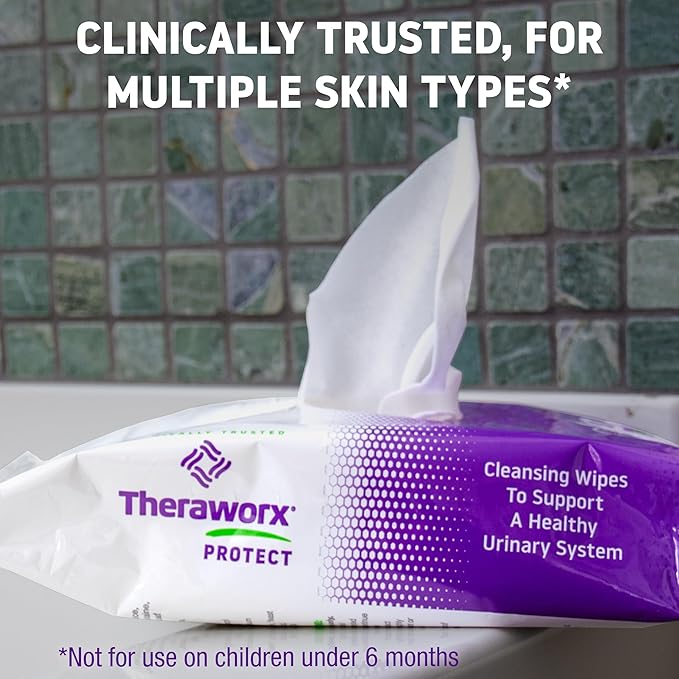 Theraworx Protect 60-Count Cleansing Wipes To Help Support A Healthy Urinary System