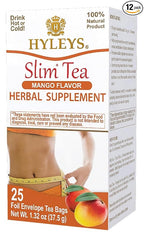 Hyleys Slim Tea Mango Flavor - Weight Loss Herbal Supplement Cleanse and Detox - 25 Tea Bags (12 Pack)