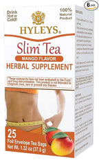 Hyleys Slim Tea Mango Flavor - Weight Loss Herbal Supplement Cleanse and Detox - 25 Tea Bags (6 Pack)