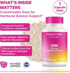 Pink Stork DIM Supplement for Women - Estrogen and Hormone Balance for Menopause, Perimenopause & PMS - DIM 200 mg Plus BioPerine for Mood Support - 60 Day Supply