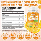 Lutein & Zeaxanthin Gummies - Eye Vitamin Supplement with 40mg Lutein & 8mg Zeaxanthin to Support Macular, Vision & Overall Eye Health, Naturally Orange Flavor, 60 Count