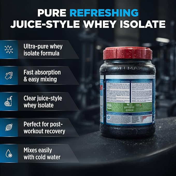 ALLMAX ISOFLEX Chiller Pure Whey Isolate Protein Powder – Gluten Free, Low Lactose, Sugar-Free – High-Protein, Clean, Keto-Friendly, Workout Supplement, Women and Men | Citrus Peach Sensation, 2lb