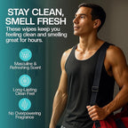 Men's Cooling Face + Body Cleansing Wipes - 4 Pack - 120 Count Post Workout Travel Towlettes