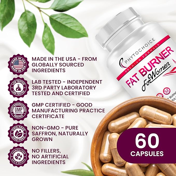 Fat Burner for Women with Raspberry Ketones, Green Tea & African Mango – Best Diet Pills that Work Fast for Women, All-Natural Weight Loss Supplements Supports Metabolism & Belly Fat Burn, 60 Capsules