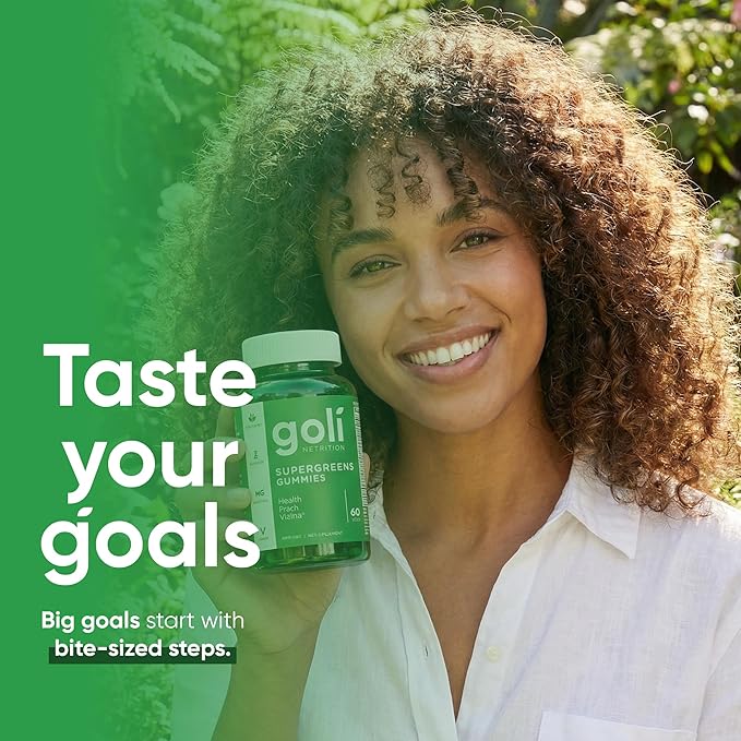 Goli SuperGreen Vitamin Gummy - 180 Count - Essential Vitamins and Minerals - Plant-Based, Vegan, Gluten-Free & Gelatin Free - Health from Within, Pack of 3