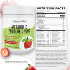 Metabolic Protein C-Plus Whey Protein Powder & Shake Meal Replacement with Vitamin C, L-Glutamine & Digestive Enzymes, Low Carb Protein Drink, Support Metabolism, Energy & Gut health 1.1lb Strawberry