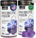 High Prebiotic Fiber Gummies for Women and Men 7G, 160 Pcs (2 Pack) - Natural GLP-1 Support - Beet FOS Fiber, Magnesium, Inulin, Probiotic - Gummy Supplement for Digestive Health - Sugar Free