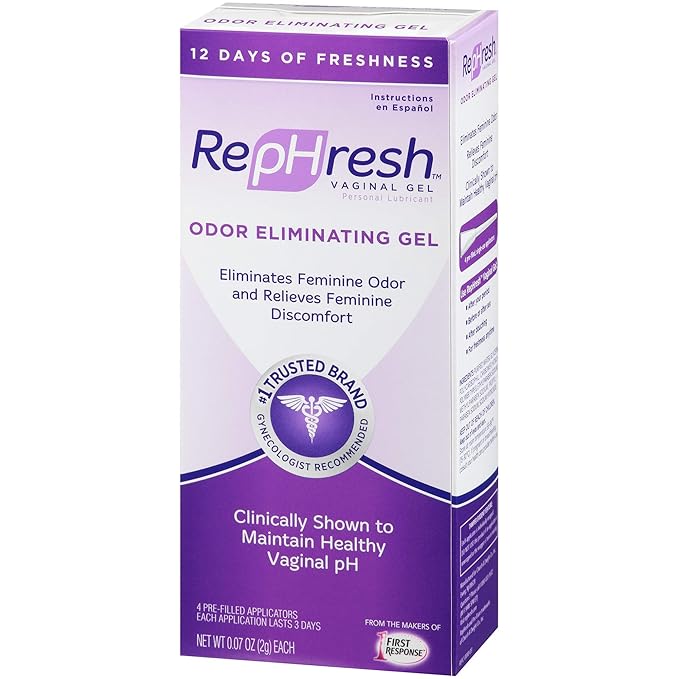 RepHresh Odor Eliminating Vaginal Gel, Feminine Care pH Balance for Women, 4 Count (0.7oz)