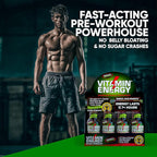 Vitamin Energy Workout+ Extra Strength Energy Shot Sour Apple 10 Pack, 260mg Natural Caffeine, Pre-Workout, B-Vitamins, Minerals, Endurance & Performance, Zero Sugar, Gluten-Free, Vegan, 1.93 fl oz
