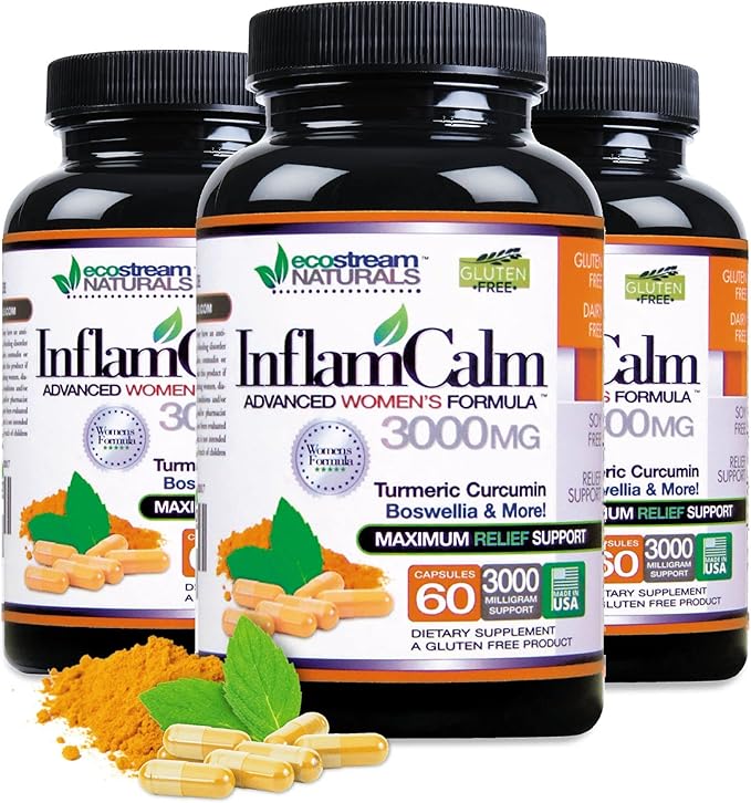 Women's Formula 3000 InflamCalm Advanced with Turmeric, Curcumin, Enzymes and Boswellia. Vegetarian, Gluten Free - (Packaging May Vary)