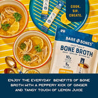 Bare Bones Lemon Ginger Bone Broth Instant Powdered Mix Packets | 5g Collagen | 10g Protein | Keto & Paleo Friendly | No Artificial Flavors | Rich Savory on-the-go 16 Pack