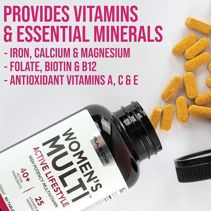 Rule 1 Proteins Women's Multi - Women's Daily Vitamins, Essential Minerals, Superfoods, and Botanical Extracts for Active Lifestyles and Wellness Support (60 Tablets, 30 Day Supply)