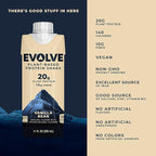 Evolve Plant Based Protein Shake,Vanilla Bean,20g Vegan Protein,Dairy Free,No Artificial Sweeteners,Non-GMO,10g Fiber,11 Fl Oz (Formula May Vary),(Pack of 24)