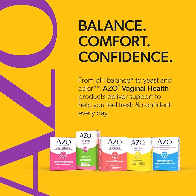 AZO Yeast Plus Dual Relief Homeopathic Medicine | Yeast Infection Symptom Relief: Itching & Burning | Vaginal Symptom Relief: Occasional Odor & Discharge | #1 Most Trusted Brand | 2 Pack (60ctx2)