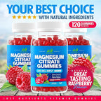 Magnesium Citrate 600mg Gummies (120 Count) - Maximum Strength, Supports Calm, Bone, Heart & Nerve Health - Gluten-Free, Non-GMO, Vegetarian, Great Tasting Raspberry Flavor - 60 Servings