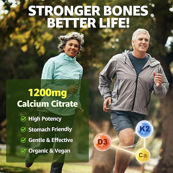 Calcium Citrate Gummies 1200mg with Vitamin D3 K2, Chewable Calcium Supplements for Women & Men, High Potency Support B0ne, Te*th, Strength & Immune Health, Mango Flavor, Non-GMO, Sugar Free, 120 Cts