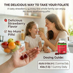 CogniTune L-Methylfolate Gummies 1000mcg - Bioavailable 5MTHF Folate Supplement for Brain Health - MTHFR Support with Delicious Strawberry Flavor