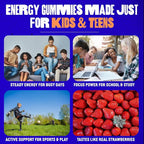 SAM+LEO Vitamin B Complex Gummies with Biotin for Kids & Teens - Caffeine-Free Focus & Energy Support Supplement Gummies | Vegan & Gluten Free Supplement - Strawberry Flavor (60 Count)