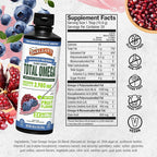 Barlean's Vegan Omega 3 6 9 Flaxseed, Borage and Algae Oil Liquid Supplement, Pomegranate Blueberry, 3,980 mg GLA, EPA and DHA Fatty Acid, Vegan, 16 oz