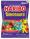 HARIBO Gummi Candy, Dinosaurs Gummy Candy, 5 Ounce Share Size Bags (Pack of 12) Delicious Soft & Chewy Sweet Snacks, Assorted Fruity Flavors