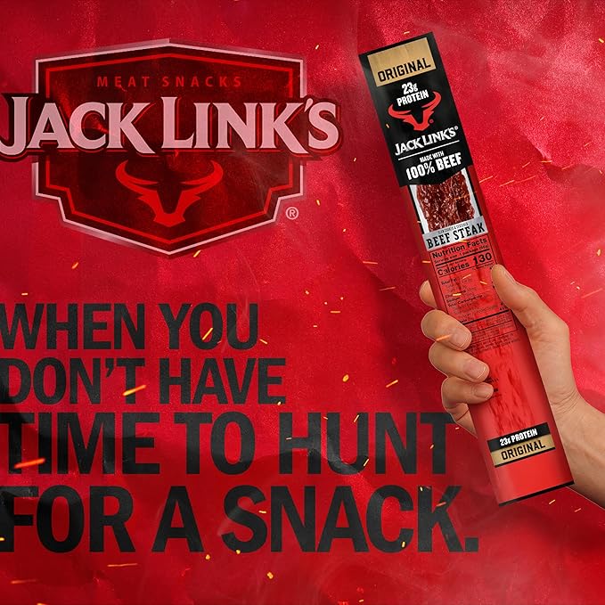 Jack Link's Beef Steak, Original - Protein Snacks, Beef Jerky Meat Snack with 23g of Protein, Made with 100% Beef, Individually Wrapped Bulk Snack Pack, Keto Friendly - 2 Oz. (12 Count)