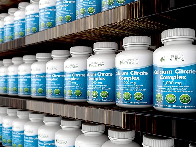 Calcium Citrate 1000mg | Healthy Bone & Teeth Support | High Absorption Cal Citrate | Gentle on Digestion | Vegan & Non-GMO | 3 Month Supply | Calcium Supplements for Women & Men | 365 Capsules