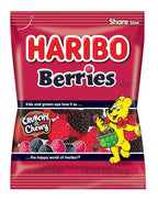 HARIBO Gummi Candy, Berries Gummy Candy, 5 Ounce Share Size Bags (Pack of 12) Delicious Soft & Crunchy, Chewy Sweet Snacks, Red & Black Berry Fruit Flavor