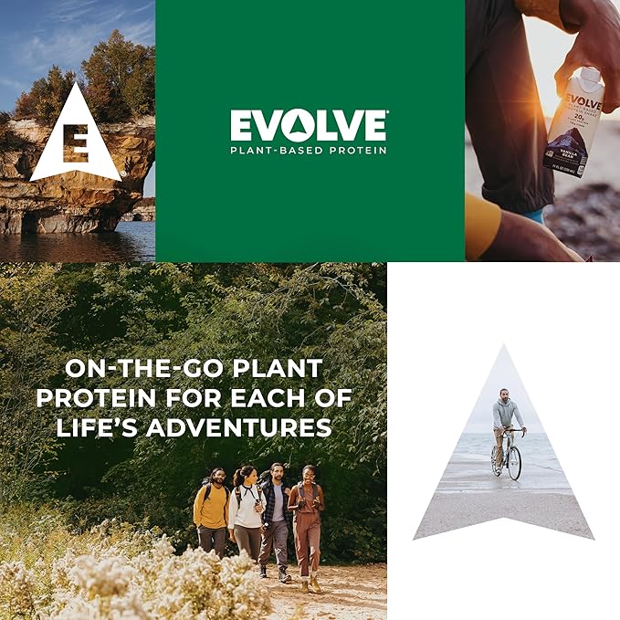 Evolve Plant Based Protein Shake, Chocolate Caramel, 20g Vegan Protein, Dairy Free, No Artificial Sweeteners, Non-GMO, 10g Fiber, 11oz, (24 Pack)
