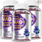 （3 Pack） NAD Gummies Supplements for Women, Pure 500mg NAD - Cell Regeneration, Energy & Metabolism Support, Vegan,Sugar Free, Additives Free, Blueberry Flavor