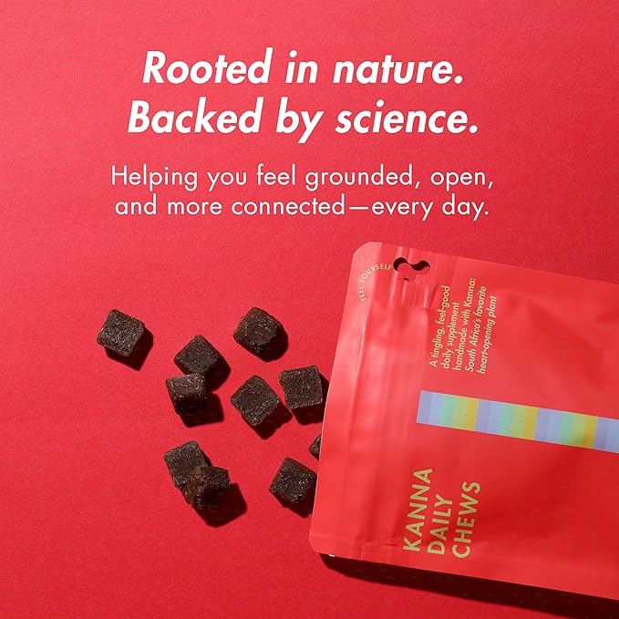 KA Kanna Daily Chews, Kanna Extract 30mg, Plant-Based Mood & Relaxation Support with Focus, Natural Herbal Supplement Alternative to Gummies, Sugar-Free, Vegan, Gluten-Free, 30 Count - Wildberry Mint