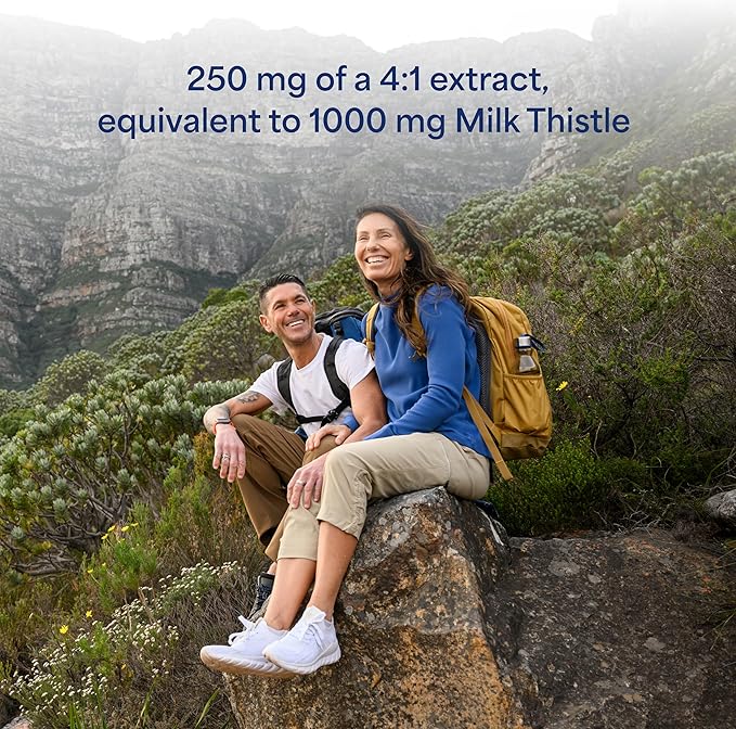 Puritan's Pride Milk Thistle Silymarin 4:1 Concentration Extract 250 mg (1000 mg Equivalent), Dietary Supplement for Traditional Liver Support, 6 Month Supply, 180 Count