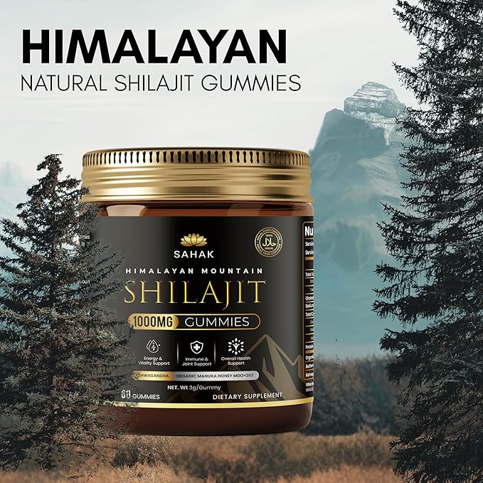 SAHAK Shilajit Gummies, Himalayan Strength & Energy Support for Men & Women with KSM-66 Ashwagandha, Manuka Honey MGO & 85+ Minerals – Lab Tested, Sugar-Free, Vitality & Focus Formula, 60ct