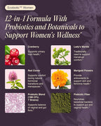 Women's Probiotic for PH Balance, Urinary Tract & Gut Health – Vaginal Probiotics for Women with Prebiotics, Lactobacillus Acidophilus & Crispatus, Natural Cranberry & Herbs | 120 Vegan Capsules