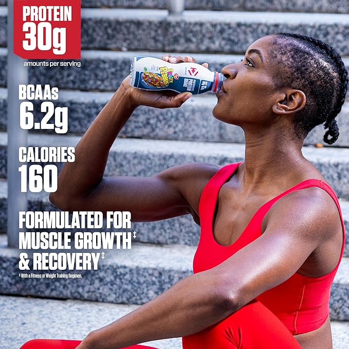 Dymatize Performance Protein Shake, Fruity Pebbles, 30g Protein, 6.2g BCAA for Muscle Recovery, No Added Sugar, Low Fat, 24 Vitamins and Minerals, Gluten-Free, Ready to Drink, 11.5fl oz (Pack of 24)