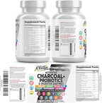 Activated Charcoal Pills for Gas Relief and Debloat, CharcoBiotic with Probiotics Digestive Enzymes Shilajit Peppermint Fennel Ginger Turmeric Licorice Root Aloe Vera Ceylon Cinnamon, Clean Nutra 90ct