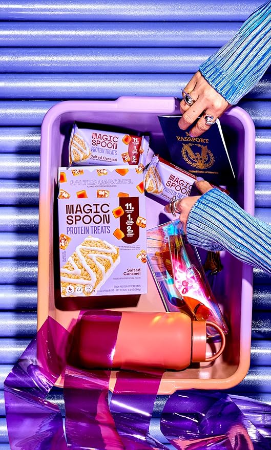Magic Spoon Treats - 16 High Protein Bars, Salted Caramel - High Protein Gluten Free Snack - Sugar Free & Gluten Free Protein Cereal Bar - Low Carb & Keto Friendly - Healthy Snacks for Adults