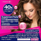 InstaRelief® Hair Growth with Lustriva® - Clinically Shown to Grow Thicker, Healthier Hair in 3 Weeks, Reduce Wrinkles and Fine Lines, with Biotin, Silicon, and Arginine, 60 Tablets