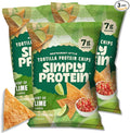 Simply Protein - Tortilla Chips, Restaurant Style Protein Chips, Hint of Lime (3-Pack) - 7g Protein, 140 Calories, Gluten Free, Vegan - Crispy Plant Based Pea Protein Snacks - 3 Bags, 4.58oz (130g)